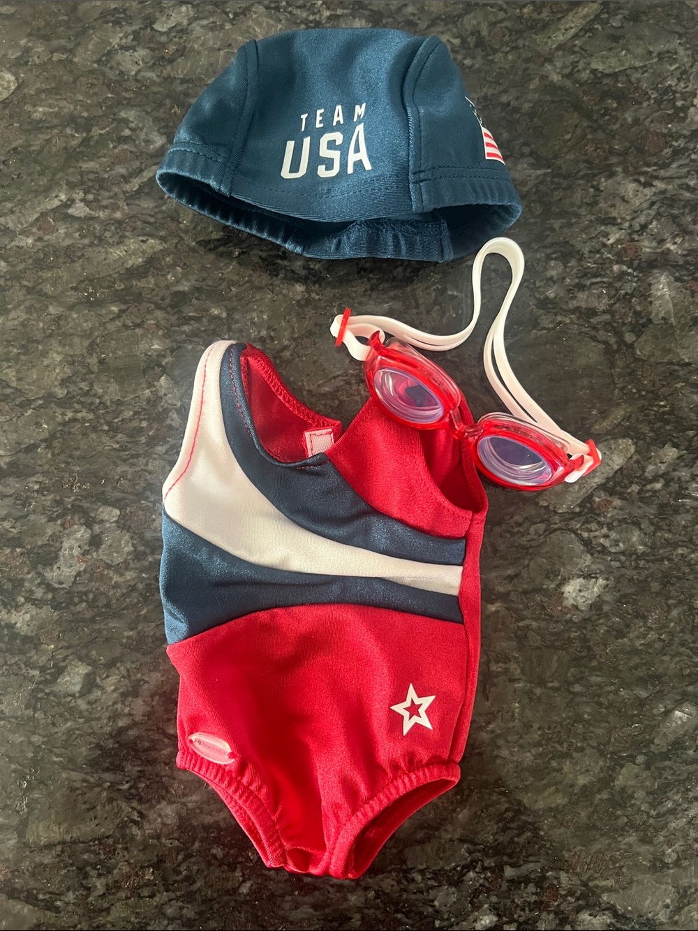 American Girl Red, Navy & White Team USA Swimsuit Set